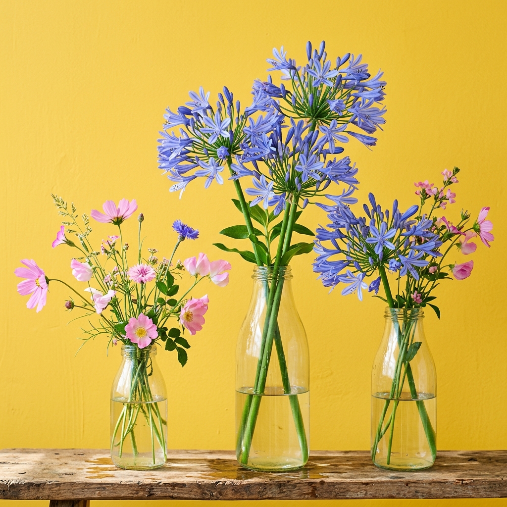 Agapanthus on Yellow Backdrop